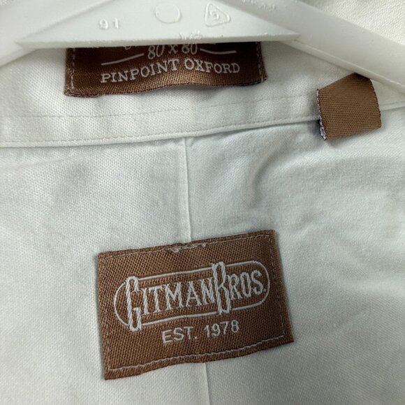 Gitman Bros Cotton Ultra Fine USA Oxford 16.5 35 Button-Down Pinpoint White Men - Picture 4 of 14